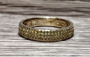 Hidalgo 14k Yellow Gold Plated Over Sterling Silver Yellow Pave CZ Band Ring