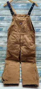 Dickies Brown Duck Canvas Bib Overalls Insulated -Kids Medium 10/12 - Picture 1 of 12