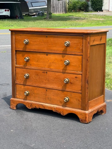 Antique Victorian Country Pine Four Drawer Chest Cover