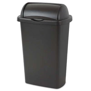 13 Gal. Roll Top Wastebasket, Plastic, Kitchen, Black - Picture 1 of 8