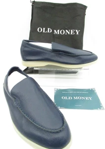 Old Money Madem Italy Blue Leather Slip on Loafer shoes H18068 Size 46 New - Picture 1 of 7