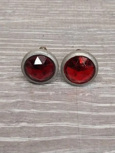 Vintage Glass License Plate Jewel Reflector Set RED Hot Rat Rod - Picture 1 of 5