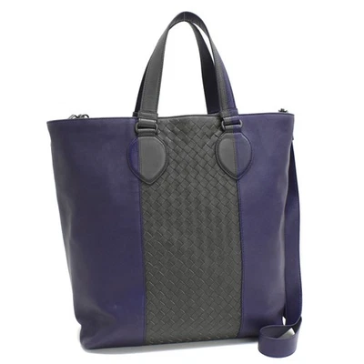 Bolso de Mano BOTTEGA VENETA de 2 Vías Cuero Intrecciato Azul Marino y Negro para Hombre Foto 1 de 4