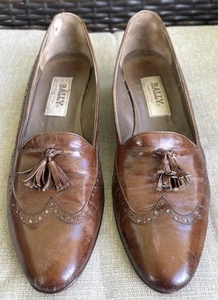 Bally Women’s Italy Leather Tassel Loafers Slip On Size 3 Brown Toscana Vintage - Picture 1 of 19