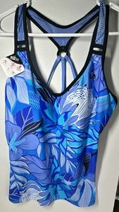 Gerry Tankini Women’s Small UPF 30 New Blue Floral - Picture 1 of 19