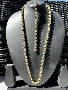 Belcher chain 12k plating stainless steel NO GREEN SKIN 10mm 30inch - Picture 1 of 15
