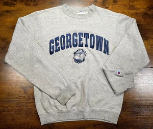 Georgetown besticktes Sweatshirt Pullover grau Russell sportlich Schnitt Etikett 19,5x25 - Bild 1 von 8