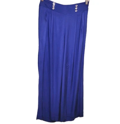 Pantalones Casa Blanca Mercado Negro Pierna Ancha Cintura Alta Palazzo Talla 4R Azul Marinero  Foto 1 de 4