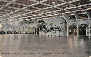 Interior de New Casino, Rhodes-On-The-Pawtuxet, Providence, RI 1918 Postal - Imagen 1 de 1
