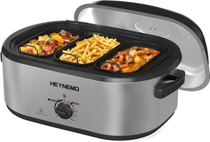 Heynemo Electric Roaster Oven, 24 QT Turkey Roaster, Self Basting Lid, 3 Trays - Picture 1 of 9