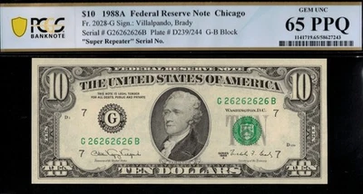 1988A $10 FRN G26262626B P.C.G.S #65PPQ - Image 1 of 3
