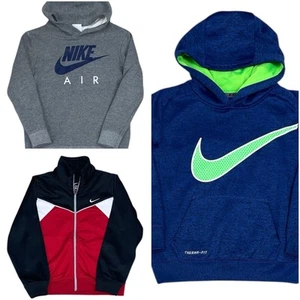 Nike Boys Cotton Shirts Sz 7 Lot Of 3 Kids Hoodies Zip Up Jacket Red Blue Gray - Picture 1 of 9