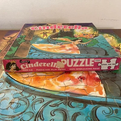 Vintage 70s Cinderella Puzzle by Fairchild #8560 w/Shaped Pieces FLAW - Image 1 of 4