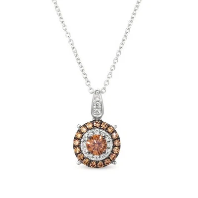 Colar pingente de ouro branco 14K LeVian com diamante branco e chocolate 0,47 quilates - Imagem 1 de 4