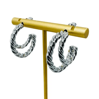 Pendientes de aro doble chapados en oro blanco Rachel Zoe Curateur x Rendor Victoria Foto 1 de 4