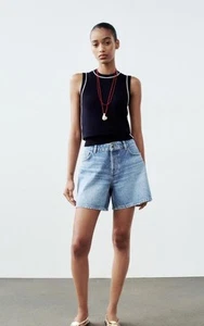 Zara NWT High Waisted Loose Fit Shorts Size 10 - Picture 1 of 4