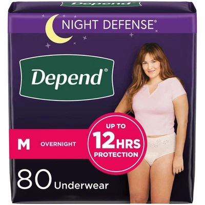 Depend Night Defense Incontinence Underwear for Women, Adult Diapers, M