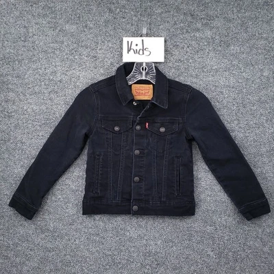 Levis Jacket Kids 7 Large Boys Black Denim Trucker Long Sleeve Button Up Jean - Image 1 of 4