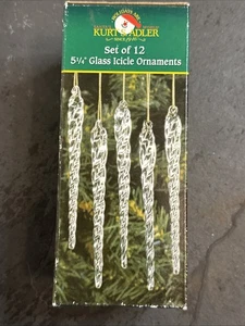 Kurt Adler Set Of 12 Glass Icicle Ornaments 5 1/4” Sealed/new - Picture 1 of 3