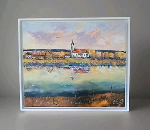 Lengham Leinwandbild in Öl gerahmt Bernhard Gerner 50 X 60 cm Blau Braun Kunst - Bild 1 von 12