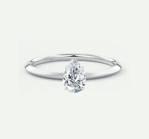 Anillo solitario de diamantes cultivados creado en laboratorio talla pera de 1 quilate IGI E/VVS 1 quilate oro blanco de 14 k - Imagen 1 de 2