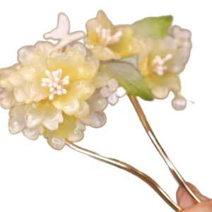Chinese Style U Shape Peony Hairpin Vintage Headdress Elegant Occasions - Picture 1 of 8