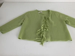 Chaqueta delantera abierta con flecos abierta de lana verde lima para mujer Chico's talla 1 - Imagen 1 de 12
