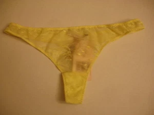 STELLA MCCARTNEY SCARLETT WEAVING PALE LEMON  THONG PANTY SZ L NWT S37-202 - Picture 1 of 2