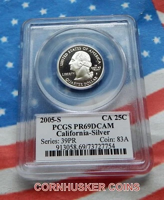 2003-S CALIFORNIA  SILVER WASHINGTON QUARTER PCGS PR69DCAM ~ DEEP MIRRORS - Image 1 of 2