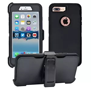 For iPhone 7 & iPhone 8 Case With Clip &(Belt Clip Fits Otterbox Defender) Black - Picture 1 of 3