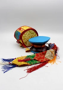 Hand Painted Ritual Wooden Chod Drum Damaru - Picture 1 of 6