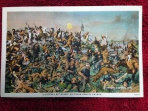 Curt Teich "Custers Last Stand" Edgar Samuel Paxson 1926 Pre-Linen Era Wyoming - Bild 1 von 2