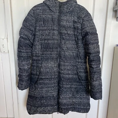 Raro North Face Mujer Largo Puffer Grande L Negro Con Diseño de Puntos ¡Muy Lindo! Foto 1 de 4