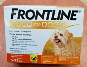 FRONTLINE Gold 100% Genuine Epa. Approved for Dogs 5 - 22 lbs. ( 6 Doses ) - Picture 1 of 1