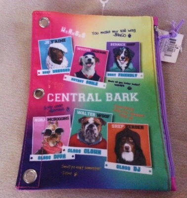 NWT Unison Central Bark Pencil Binder Pouch Willow Creek Press Dogs Pink - Image 1 of 4