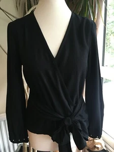 KILIBBI LADIES STYLISH BLACK EVENING BLOUSE SIZE S/M - Picture 1 of 9