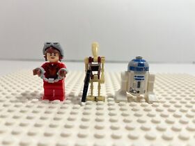 LEGO Starwars: Naboo Pilot + R2-D2 + Security Battle Droid minifigs from 7877