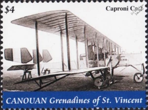 WWI CAPRONI Ca.2 Italy Heavy Biplane Bomber Aircraft Stamp (2022 Canouan) - Picture 1 of 1