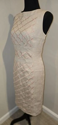 Ann Klein Sz8 резинке платье-футляр шампанского цветной твид передней панели вышивка - Изображение 1 из 4