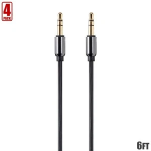 4x 6FT 3.5mm 1/8" TRS Stereo Male to Male AUX Auxiliary Audio Cable Gold Plated - Picture 1 of 4