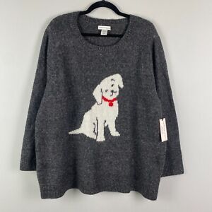 Cupcakes & Cashmere Sweater Size 2X  Dog Puppy Labrador Gray Crew New Pullover