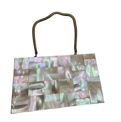 复古 Mother of Pearl 小巧型晚装手拿包 口红 Minaudiere  — 第 1/4 张图片