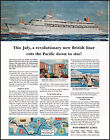 1961 P & O Orient Lines Canberra Liner maiden voyage retro photo print ad L16