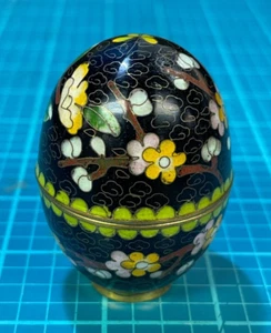 Vintage Emaille Cloisonne Ei Schmuckschatulle - Bild 1 von 6