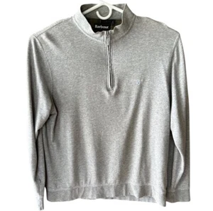 Barbour Sweater 1/4 Zip Mens Size XL Gray Cotton Blend Tight Knit Long Sleeve - Picture 1 of 10