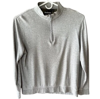 Barbour Sweater 1/4 Zip Mens Size XL Gray Cotton Blend Tight Knit Long Sleeve - Image 1 of 4