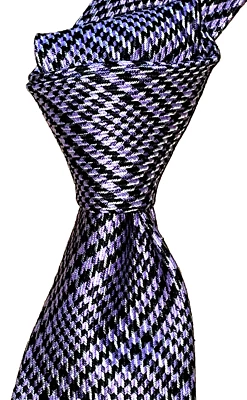 $280 NUEVO CON ETIQUETAS TOM FORD Púrpura Diente de Cachorro Overcheck Hombres 3.6" Tejido Seda Corbata Cuello ITALIA Foto 1 de 4