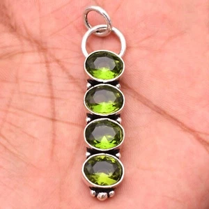 Peridot Gemstone 925 Sterling Silver Handmade Jewelry pendant 2.2" - Picture 1 of 5