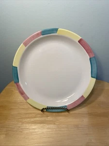 Piatto da portata vintage HOMER LAUGHLIN 10,5" 1996 rosa verde giallo ristorante - Foto 1 di 7