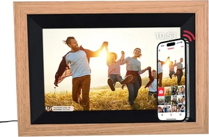 Smart Frame Wifi 105 in Legno Marrone Cornice Digitale Da 10.1 Pollici Con Funzi - Foto 1 di 12